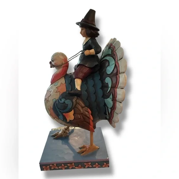 Jim Shore Pilgrim Passenger Riding Turkey Figurine NIB Thanksgiving SOLD OUT NIB - Picture 4 of 10